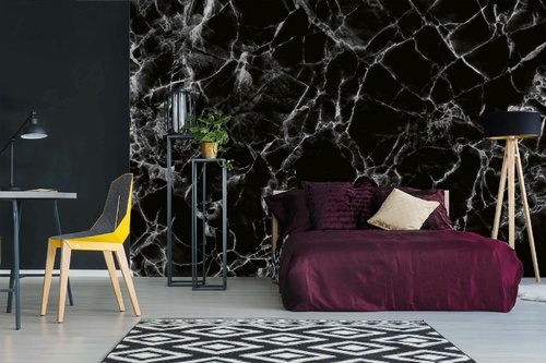 Vlies Fototapete - Dekoratives Design aus schwarzem Marmor 375 x 250 cm